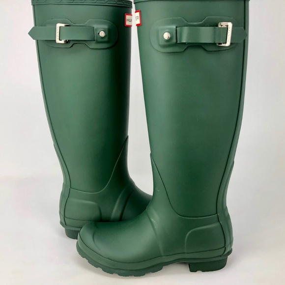 Hunter Original Tall Waterproof Rain Boots Green - Picture 8 of 8